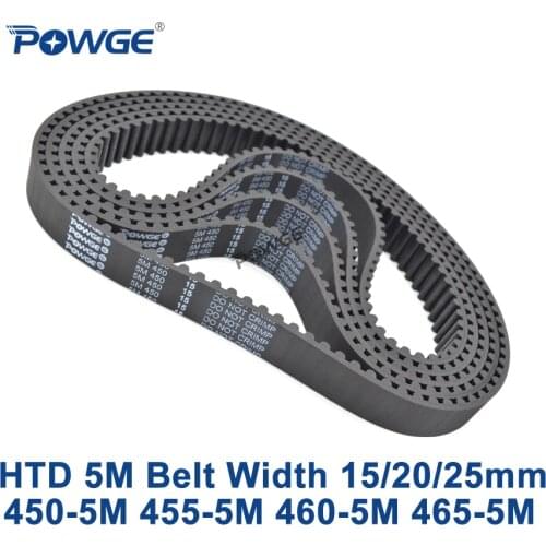POWGE HTD 5M Timing belt C=450/455/460/465 width 15/20/25mm Teeth 90 91 92 93 HTD5M synchronous Belt 450-5M 455-5M 460-5M 465-5M