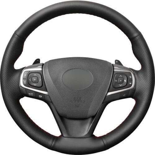 Hand-stitched Black PU Faux Leather Car Steering Wheel Cover for Toyota Avensis Camry Verso Avalon Previa (Estima) Harrier