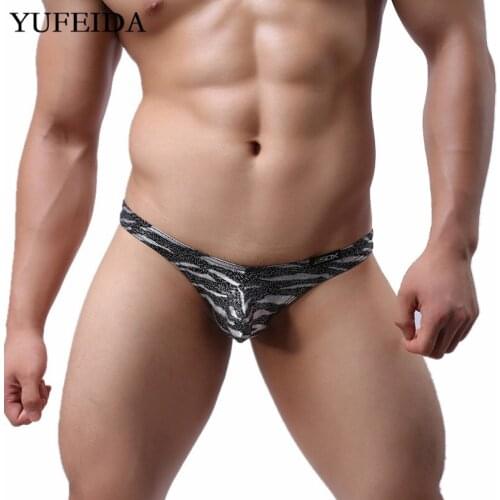 YUFEIDA Sexy Mens Underwear G-strings Mens Thongs Bikini Tangas Male Gay Sissy Panties Low Rise Underpants T-back Penis Pouch