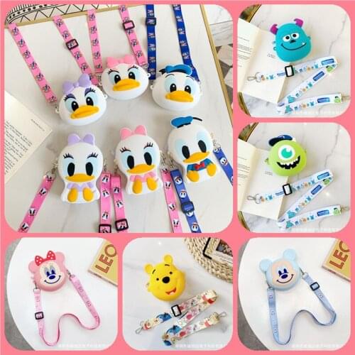Disney Donald Daisy Cartoon Silicone Coin Purse Children Messenger Shoulder Bag Cute Girls Fashion Mini KeyCase Bags Accessories