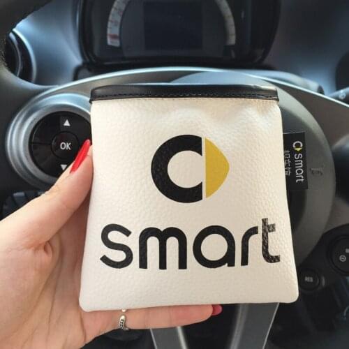 PU Leather Car Storage Bag For Smart Fortwo Forfour 453 451 450 City City-Coupe Crossblade Roadster Cabrio Mobile Phone Holder