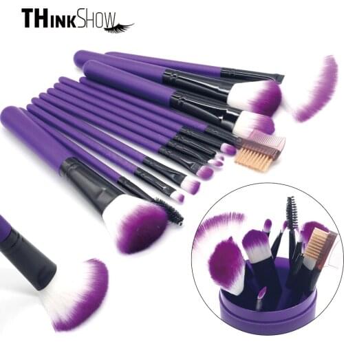 THINKSHOW 12PCS Makeup Brushes Tool Set Cosmetic Powder Foundation Eye Shadow Cosmetics Professional Eyebrows Soft Beauty Tool