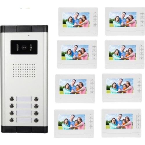 Video Intercom 7 Inch Memory Video Doorphone Apartment Building Intercom System With 2 Rooms