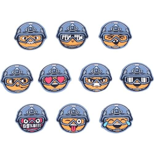 Big Head Soldier Funny Expression Combination Embroidery Patch Military Badges Tactical Helmet Anime Stickers For Clothes Vest
