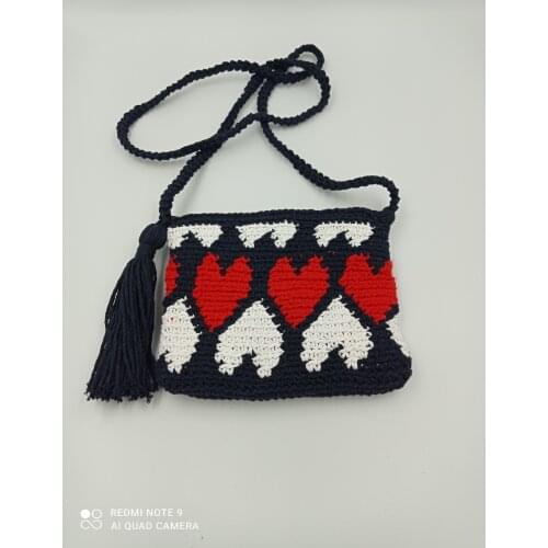 Handmade Knit Woman Bag/Special Design/Tasseled Bag/Crochet Woman Bag/Size Small/Children Bag/Daily Use