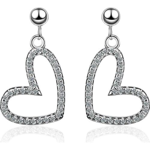 Utimtree Trendy Statement Earrings 2018 Fashion Silver 925 Jewelry Heart Shape Cubic Zirconia Drop Earring for Girls Party Gifts