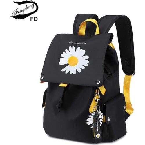 FengDong teenage girls school bags fashion black pink large school backpack waterproof book bag student girl luminous backpack