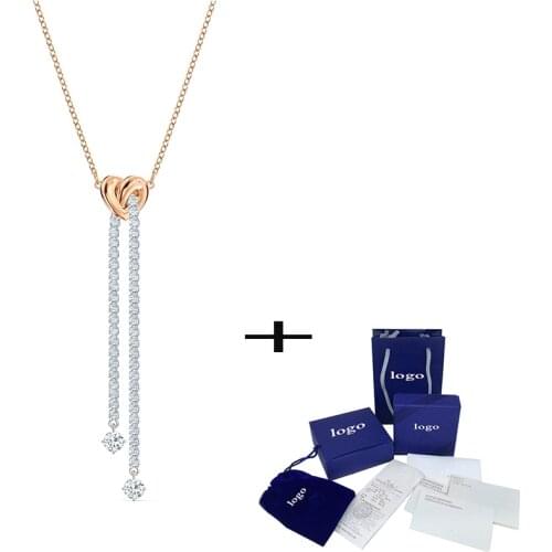 2021 Rose Gold with crystals vintage love knot collarbone necklace for Miss