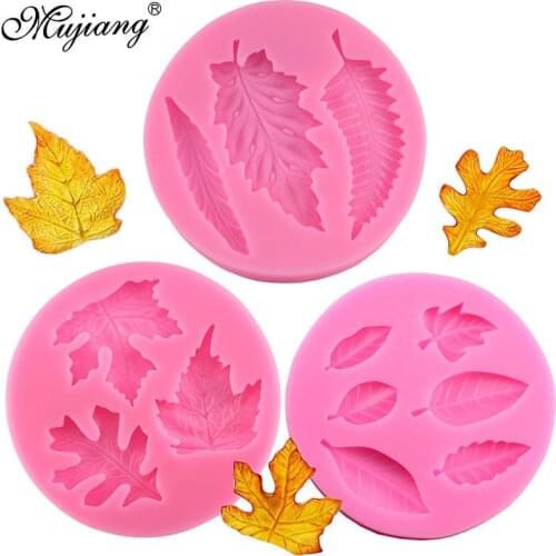 3Pcs/Set Fondant Leaf Candy Silicone Mold Sugarcraft Cake Decoration Cupcake Topper Polymer Clay Soap Wax Making Chocolate Mould