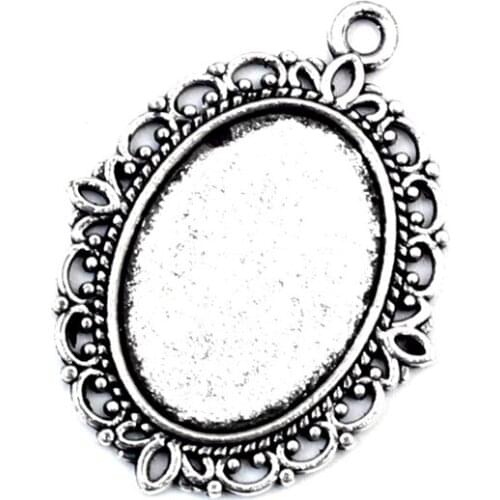 5-20pcs 22-50mm Glass Gem Pendant Frame Round Pendant Blanks Base Setting Cameo Cabochons Jewelry Making Necklace Accessories