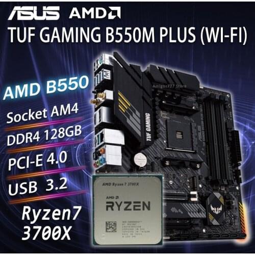 Asus TUF GAMING B550M-PLUS (WI-FI) Gaming Motherboard Combo AM4 With AMD Ryzen 7 3700X CPU DDR4 AMD B550 Gaming Placa-mãe AM4