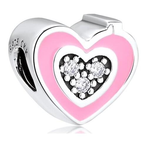 BEADS fit Pandora Bracelet Heart Camera charm with Pink Enamel 100% 925 Original Sterling Silver Jewelry DIY Making 11CK064