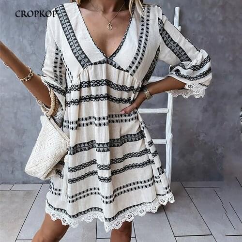 CROPKOP Summer Striped Dresses China
