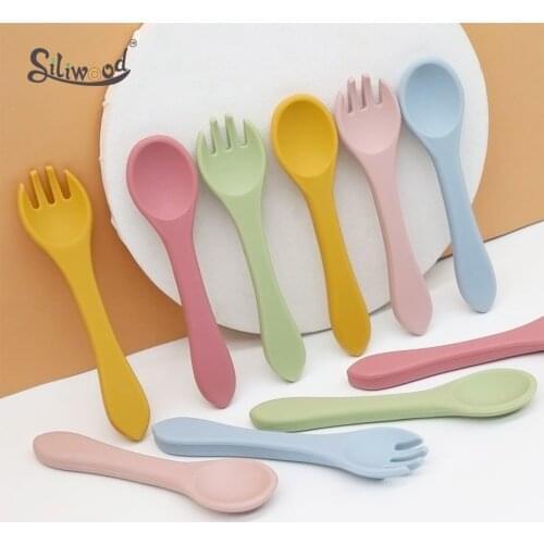 Baby Soft Silicone Spoon BPA Free Baby Feeding Spoon Fork Infant Feeding Accessories Spoon Children Food Baby Feeding Tableware