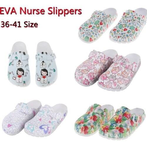 Women Slippers Nursing Shoes Operating Room Slippers Laboratory EVA Shoes Anti-slip Nurse Slippers Cute Cartoon Shoes