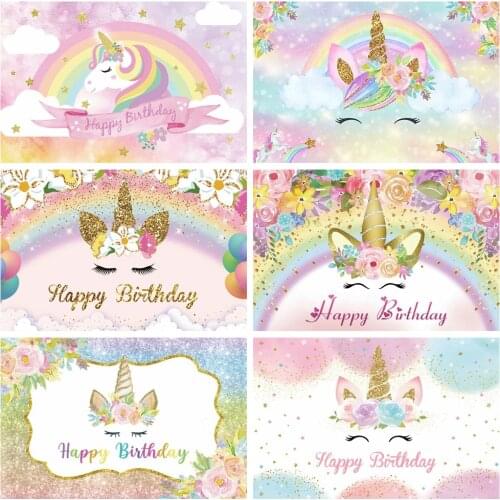 Yeele Unicorn Rainbow Flowers Baby Birthday Party Photography Backdrop Photographic Personalized Backgrounds For Photo Studio