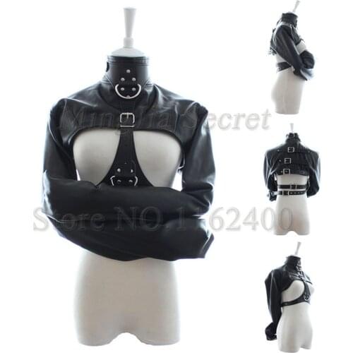 Soft PU Leather Straitjacket,Adjustable Adult Game Fetish Slave Role Play Restraint Straight Jacket Harness Sex Toys for Women