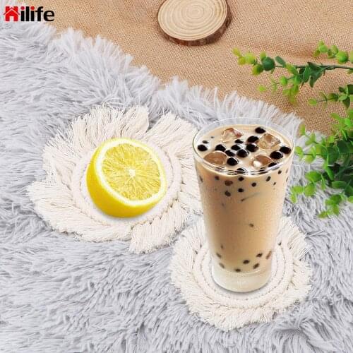 HILIFE Anti-slip Insulation Mats Table Placemat Kitchen Heat Proof Mat Macrame Cup Pad Kitchen Accessories Handmade Cotton Braid