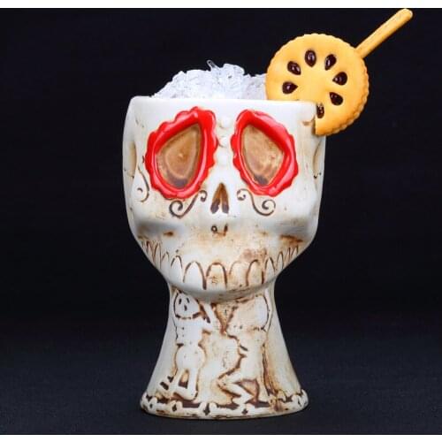 Skull Tiki Mug 480ml Hawaii Tiki Mugs Cocktail Cup Beer Beverage Mug Wine Mug Ceramic Easter Islander Tiki Mug Bar Tool