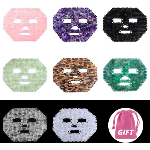Rose Quartz Crystal Sleep Mask Natural Amethyst Face Mask Cold Therapy Facial Mask Green Jade Sleeping Masks Cooling Massager