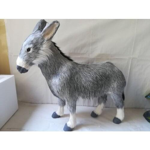 Simulation gray donkey model polyethylene&furs standing donkey large 45x42cm handicraft home decoration gift b2688