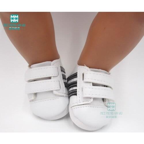 Fashionable white sneakers shoes for dolls fits 43 cm new born dolls accessories and American doll