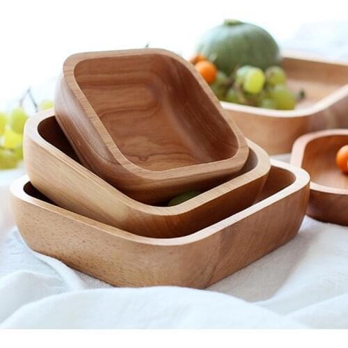 Square Log-Wooden Dishes Dessert Wooden Plate Set Kitchen Utensils Tableware Dinnerware Set Of Plates Cutlery For Kitchen