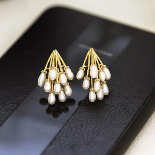 New Fashion Baroque Pearl Stud Earrings For Women Gold-Plated Temperament Charming Dangle Brand Design