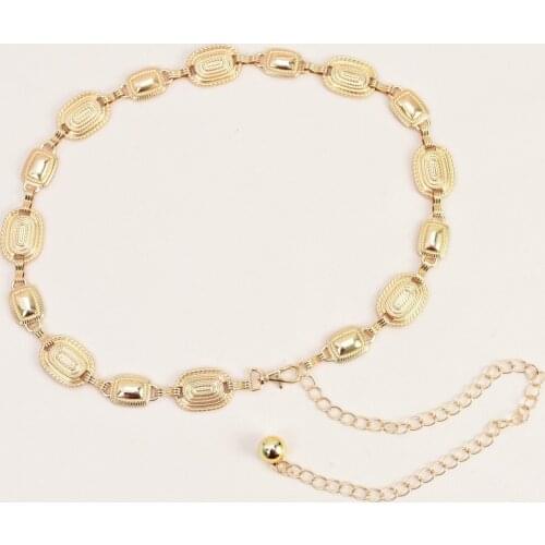 New female Full Metal Mirror thin Waist Belt Women Metallic Gold Plate With Chains Lady Punk Rocky waistband for women BL662