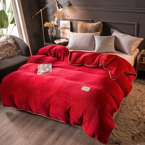 Thicken Flannel Duvet Cover Solid Color Warm Coral Velvet Quilt Cover Modern Ultra Soft Luxury Comforter Covers Winter Bedding