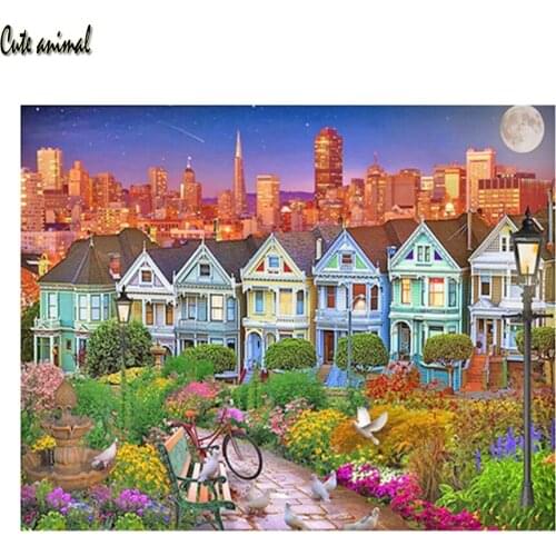 Full Square Diamond Embroidery Europe City Kit 5D Diamond Painting Mosaic Cross Stitch garden Landscape Handmade Gift Wall Decor