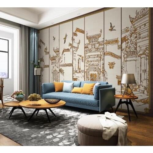 Custom 3D Mural Relief Classical architecture living room sofa bedroom Background Wall decoration painting photo wallpaper 3D