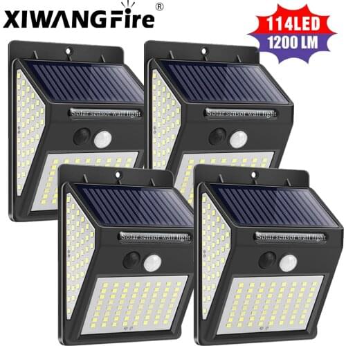 Xiwangfire Solar Garden Light 144 LED Solar Light Outdoor Solar Lamp with Motion Sensor Powered Sunlight Spotlights with 3 Modes
