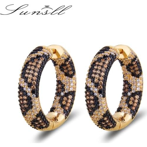 SUNSLL Luxury Leopard Large Square Earrings Suitable for Wedding Round Zircon CZ hoop Earrings Fashion Jewelry Earrings gifts