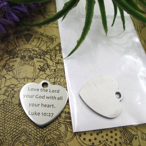 20pcs--"Love The Lord Your God With..."stainless steel charms 5 styles for choosing DIY Charms for necklace bracelets