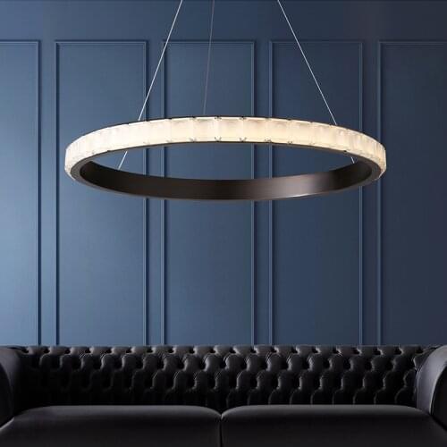 Modern Copper Led Pendant Lights Living Room Decor Led Pendant Lamp DIY Rings Hanging Light Fixtures Black Suspension Luminaire