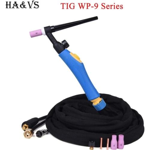 WP9 WP9FV TIG Welding Torch Gas Tungsten Arc Weld TIG Flexible Head Gas Valve Separated Type 3.7M 10-25 Euro Connector 12.1Ft