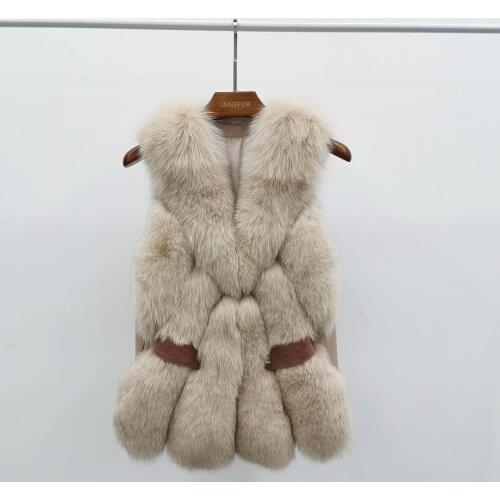Warm High Quality Womens Authentic Fox Fur Sleeveless Coat Winter Leather Decorative Fox Fur Vest