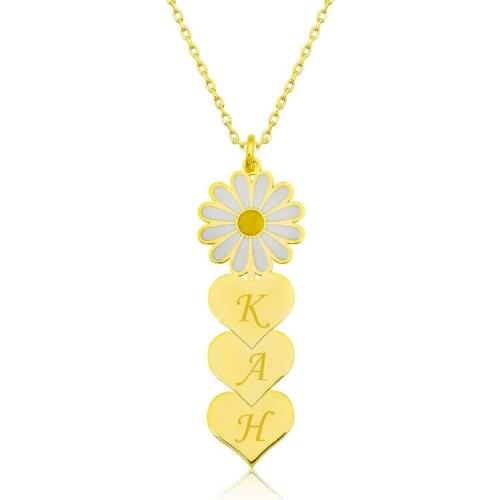 Tevuli 925 Sterling Silver Personalized Heart Daisy Necklace