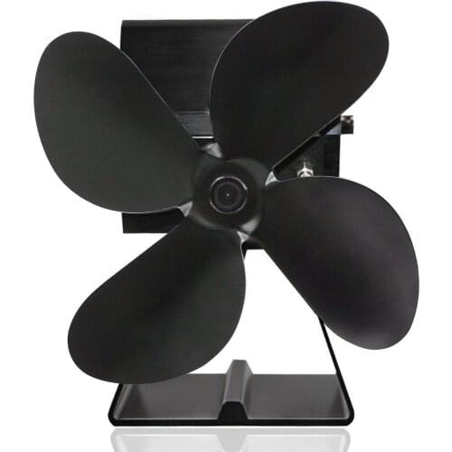 Four-blade Hot Fan Dual Fan Black Indoor Durable Safety Air Stove Fan Fireplace Heat Power Dual Fan Household Boiler Cooling