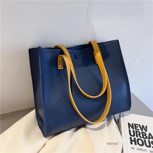 Large-capacity Retro Womens Shoulder Bag New Trendy Texture Shopping Bag PU Leather Solid Color Lock Handbags for Women 2021
