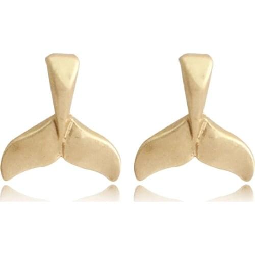 High Quality Bohemian Women Cute Stud Earrings Gold Color Fish Tail Shape Earrings for Women Casual Party Jewelry