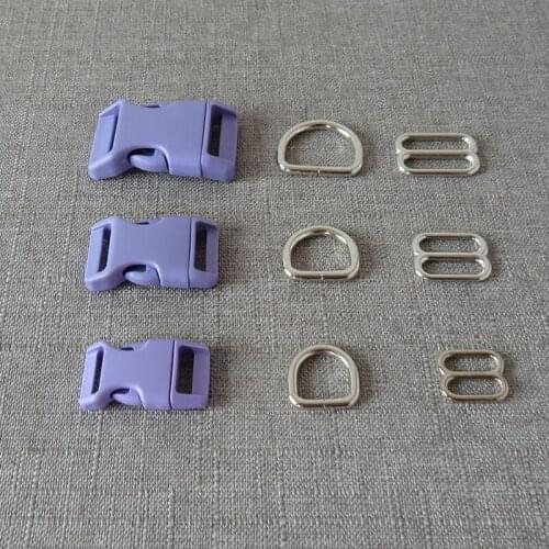 1 Set/Lot 15mm 20mm 25mm Plastic Buckle Metal D Ring Adjuter Straps Belt Slider For Pet Dog Collar Clasp Harness DIY Accessory