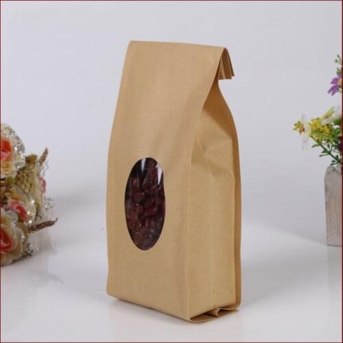10*28+6cm 100pcs Kraft Paper Organ Window Bag For Gift/tea/candy/jewelry/bread Packaging Paper Food Bag Diy Jewelry Pack Display