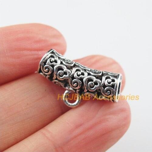 10 New Tube Bail Beads Charms Tibetan Silver Color Wave Cloud Connectors 12.5x22mm