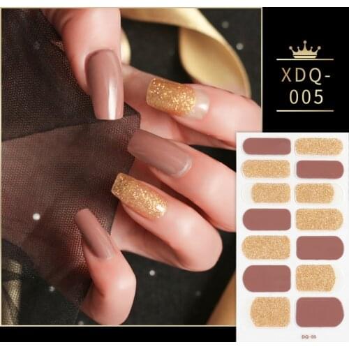 14Tips Red and Golden Shiny Nail Stickers Nail Decoration Nail Accessories Self Adhesive Nail Art Stickers for Nails Women