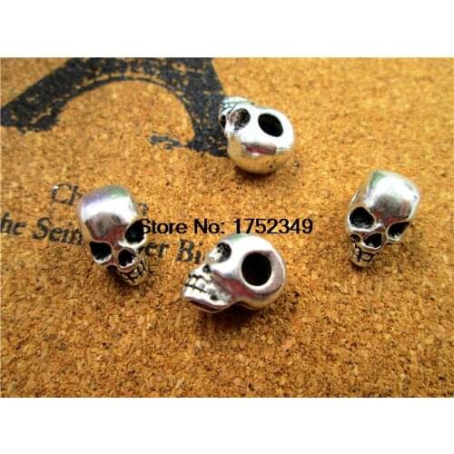 15pcs--Skull Beads, Antique Tibetan silver Head skull bead Charm pendant, Day of the Dead 15x9X8mm