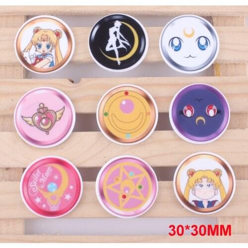 50pcs 9 Styles Mix Japan Cartoon Flatback Resin Cabochon Moon Princess Girl Planar Resin DIY Crafts Embellishments For Hair Bow