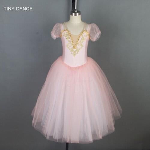 Girls and Women Ballerina Dance Dress Puff Sleeve Long Romantic Ballet Dance Tutu 18703