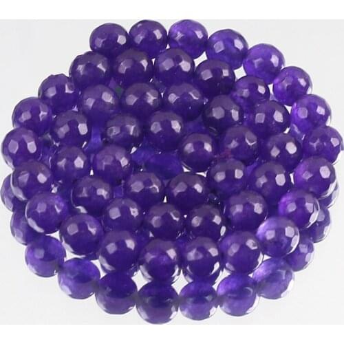 Natural Stone Faceted Purple Jades Chalcedony Beads Loose Spacer Beads For Jewelry Making DIY Bracelet Necklace 6/8/10mm